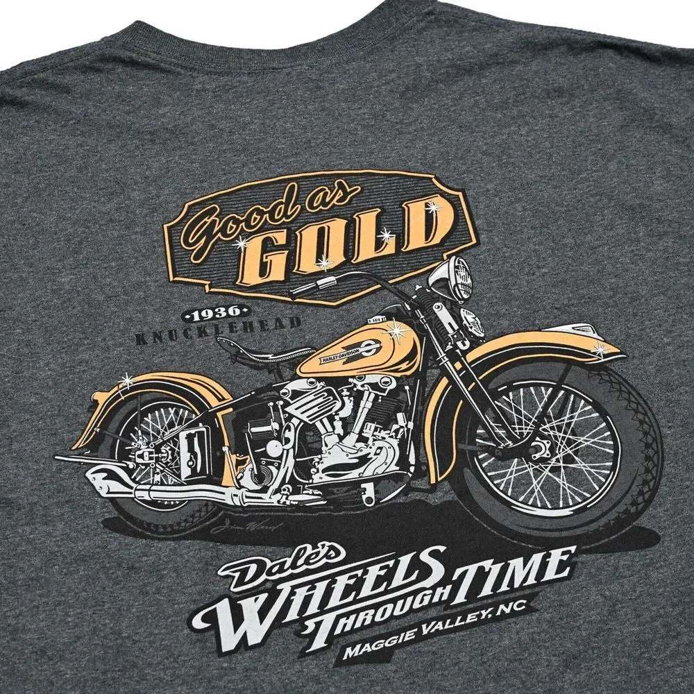 Harley Davidson 1936 Knucklehad Motorcycle‎ T Shirt Men's XL Gray Classic